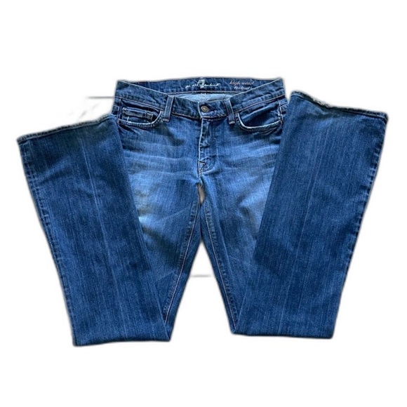 Women's 7 For All Mankind High Waist Bootcut Medium Wash Blue Jeans Size 28 - Picture 1 of 10